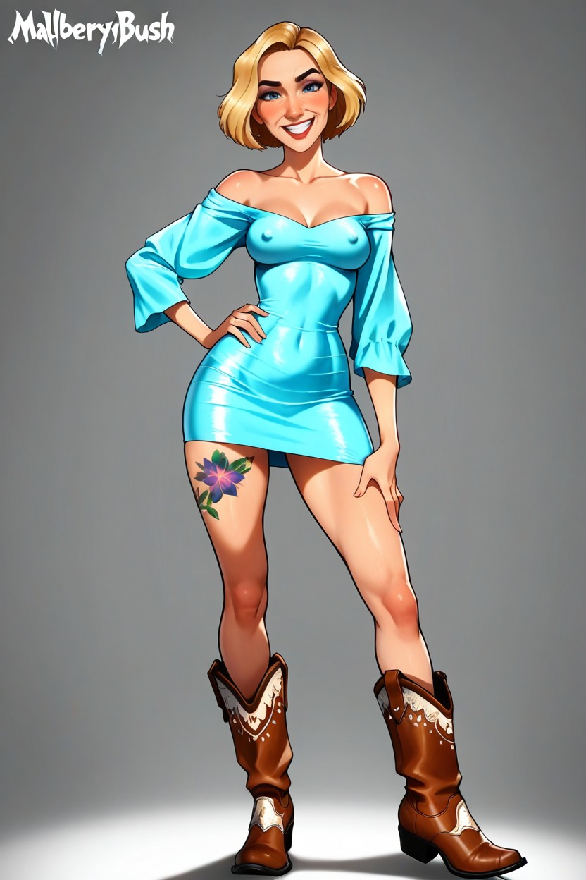 Cute, Tattoo On Right Foot, Side View Hentai AI Porn