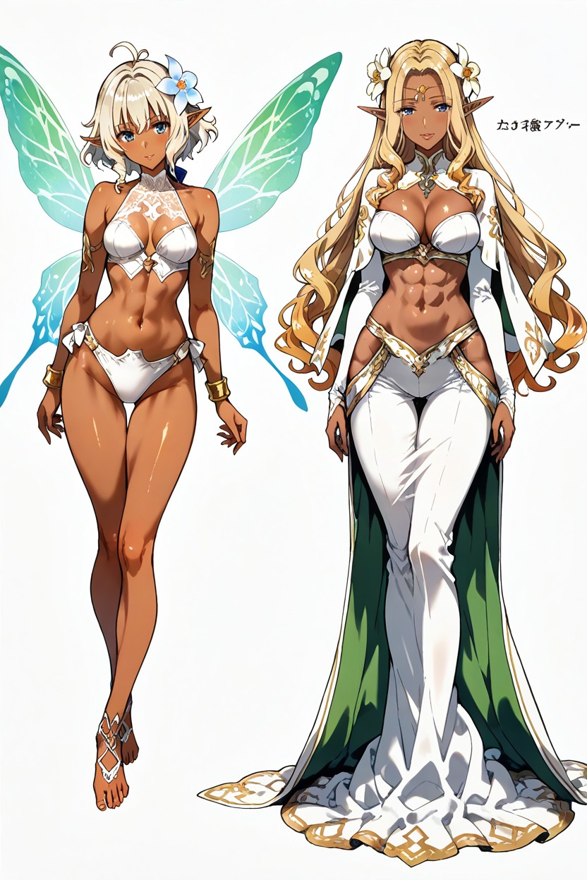 Mid-air Motion, Endou Okito Art Style, Canonical White Fantasy Outfit Hentai AI Porn