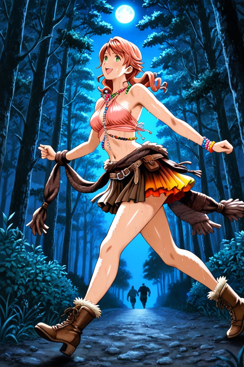 Running, Small Breasts, Colorful Beaded Multi Strand Collar Necklaces Hentai AI Porn
