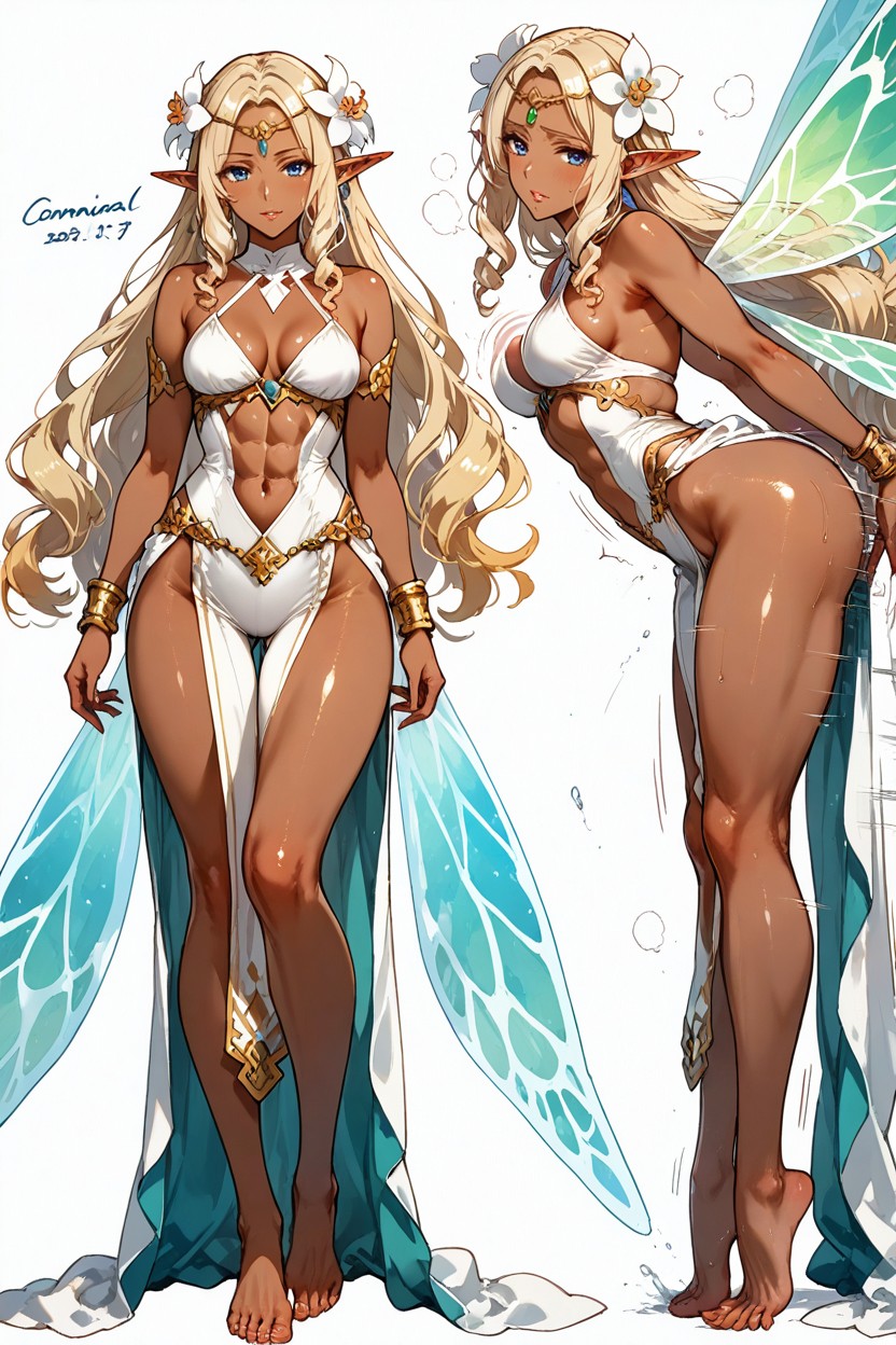 Semi-realism, Canonical White Fantasy Outfit, Thigh Gap Hentai AI Porn