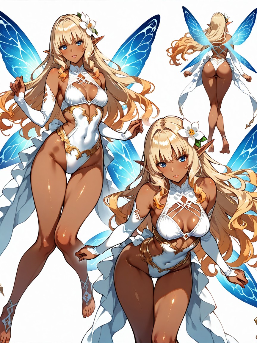Hair Flower, White Background, Agressive Actions Hentai AI Porn