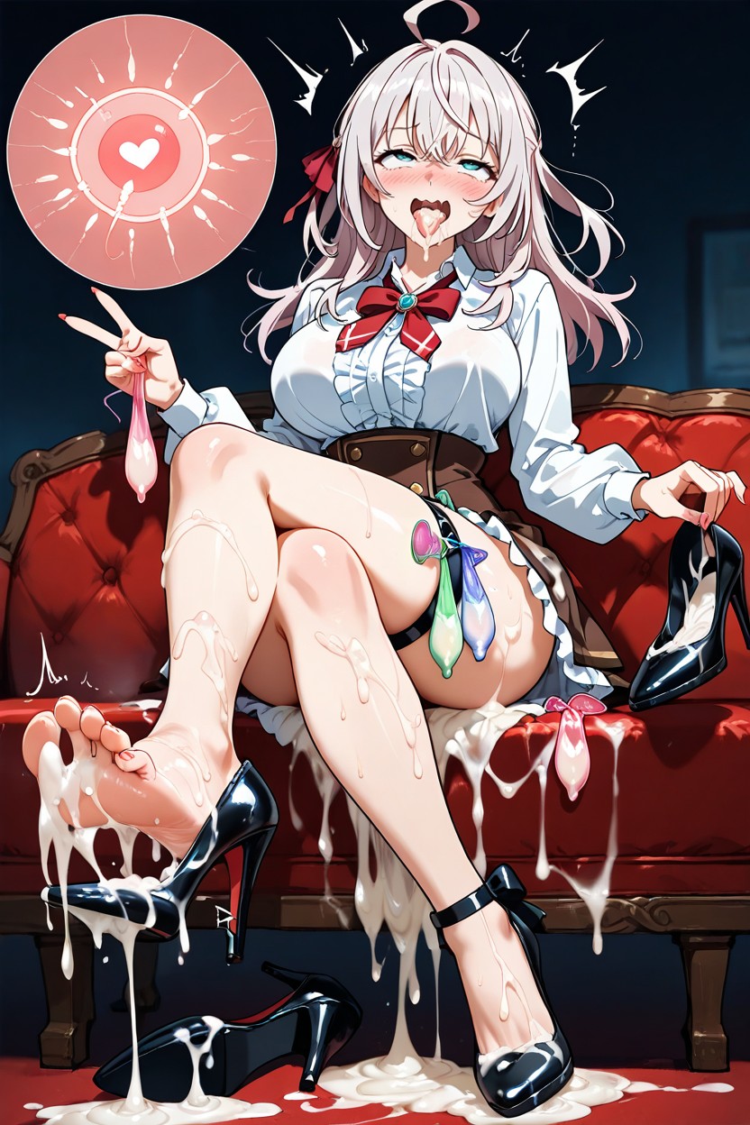 Stick Out Tongue, Footjob, Excessive Cum Hentai AI Porn