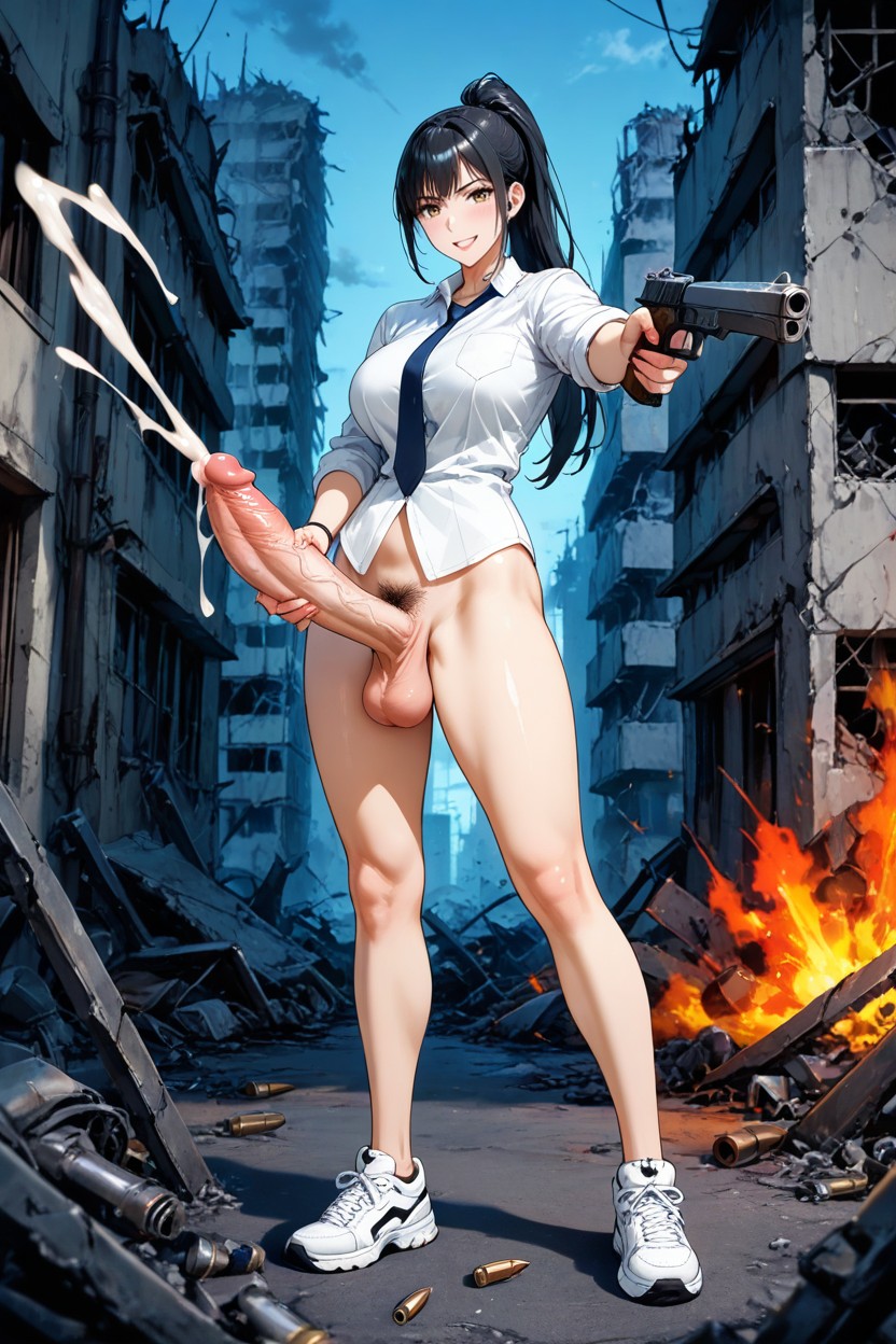 Beautiful Erect Penis, White Shirt, Detailed Penis Hentai IA