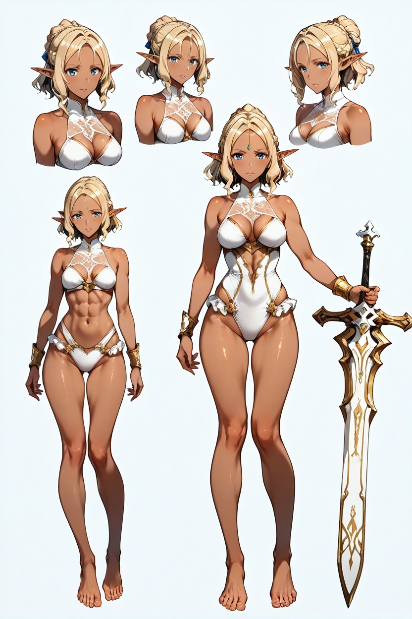 Hyper Long Elegant Legs, Elbows Slightly Bent, Ready-for-combat Posture Hentai IA