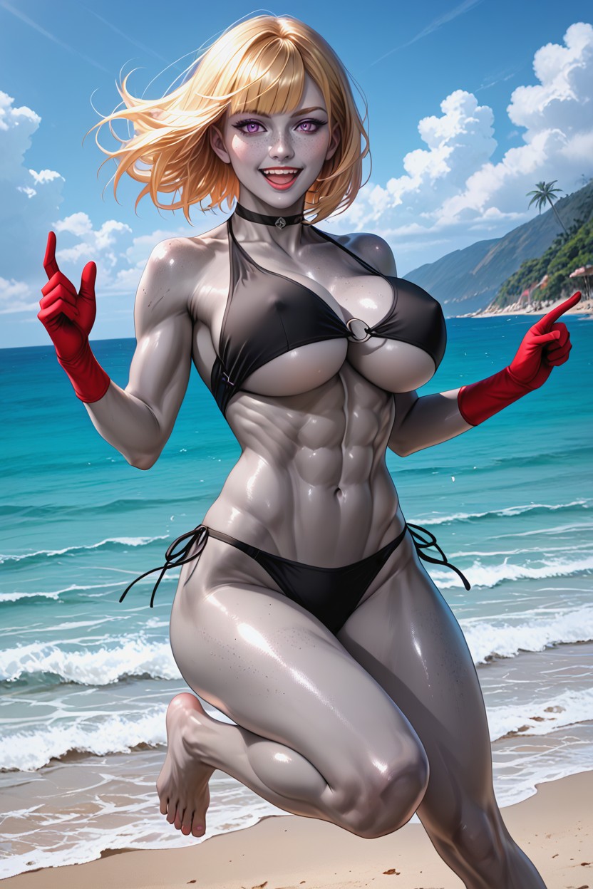Excited, Highly Detailed, Beach Scene Hentai IA