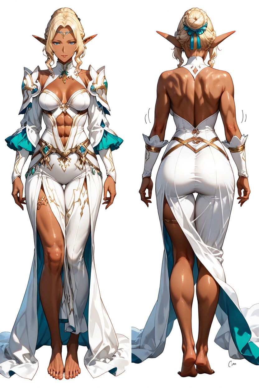 Pechos Pequeños, Dark Skin Elf, En Forma Hentai IA