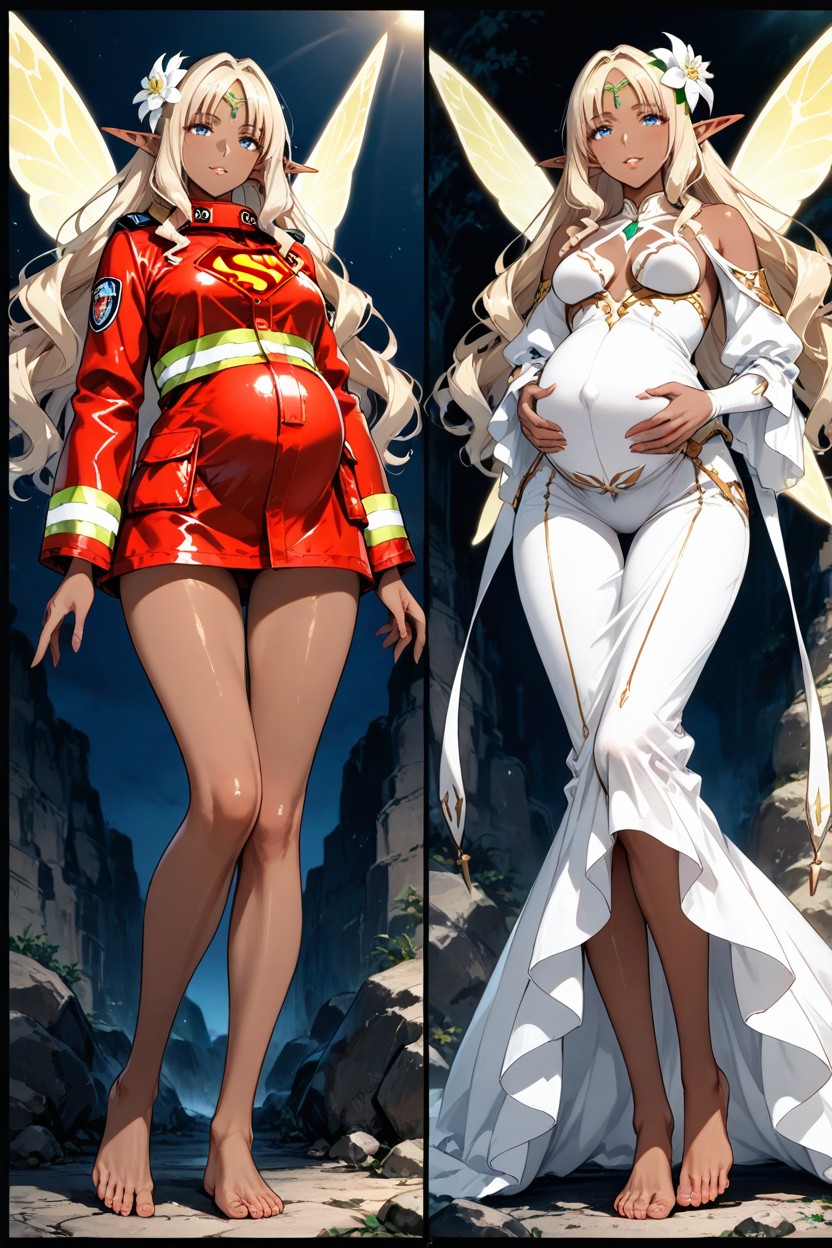 Muted Colors, Canonical White Fantasy Outfit, Smooth Knees Hentai IA