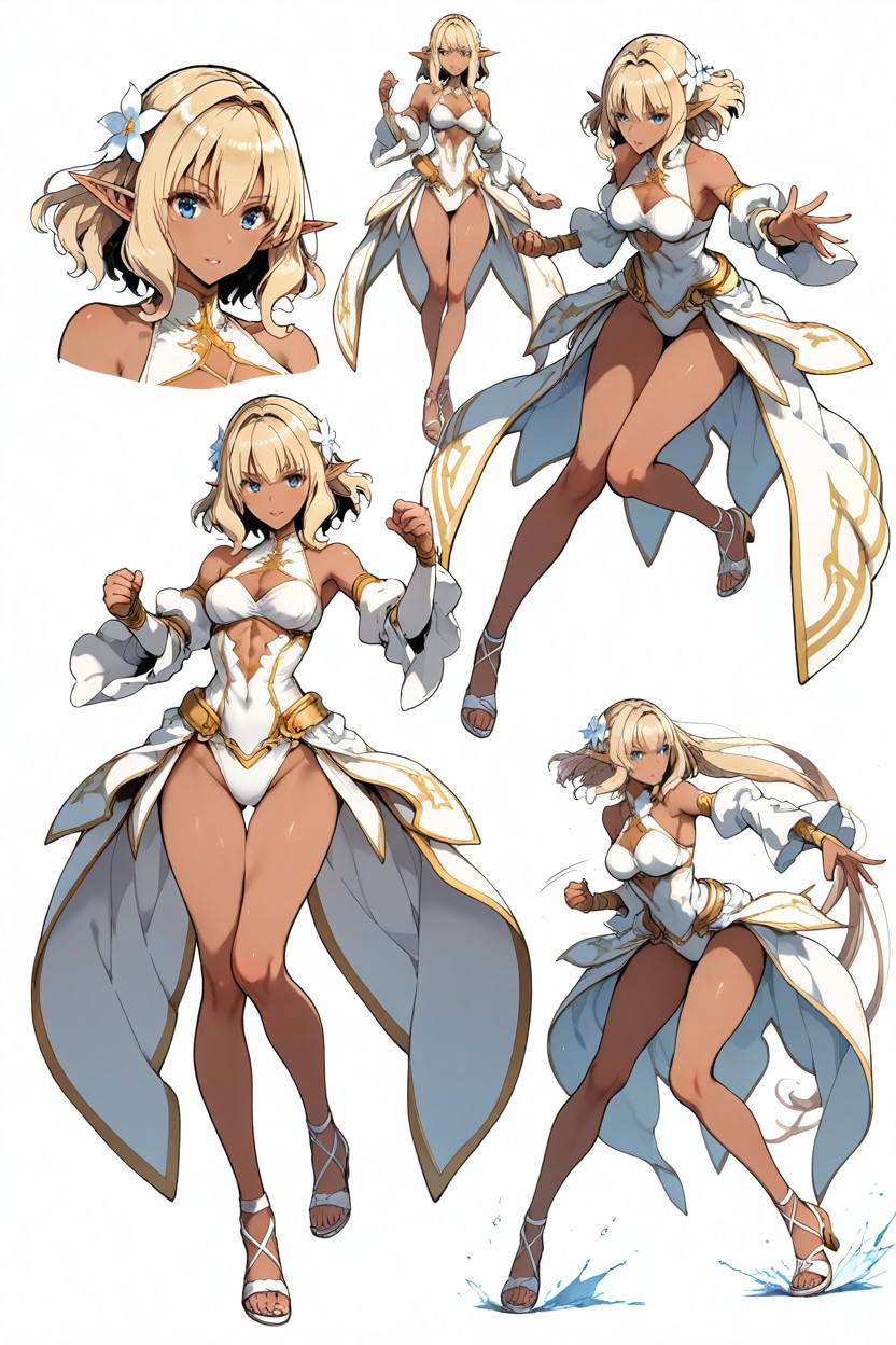 Blue Eyes, Same Character Proportions And Outfits, Wavy Blonde Hair Hentai AI Porn