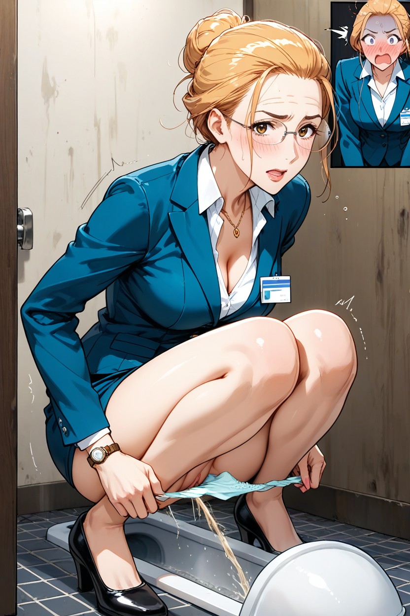 Cotton Panties Pulled Down To The Legs, Dripping Urine Legs, Necklace Hentai IA