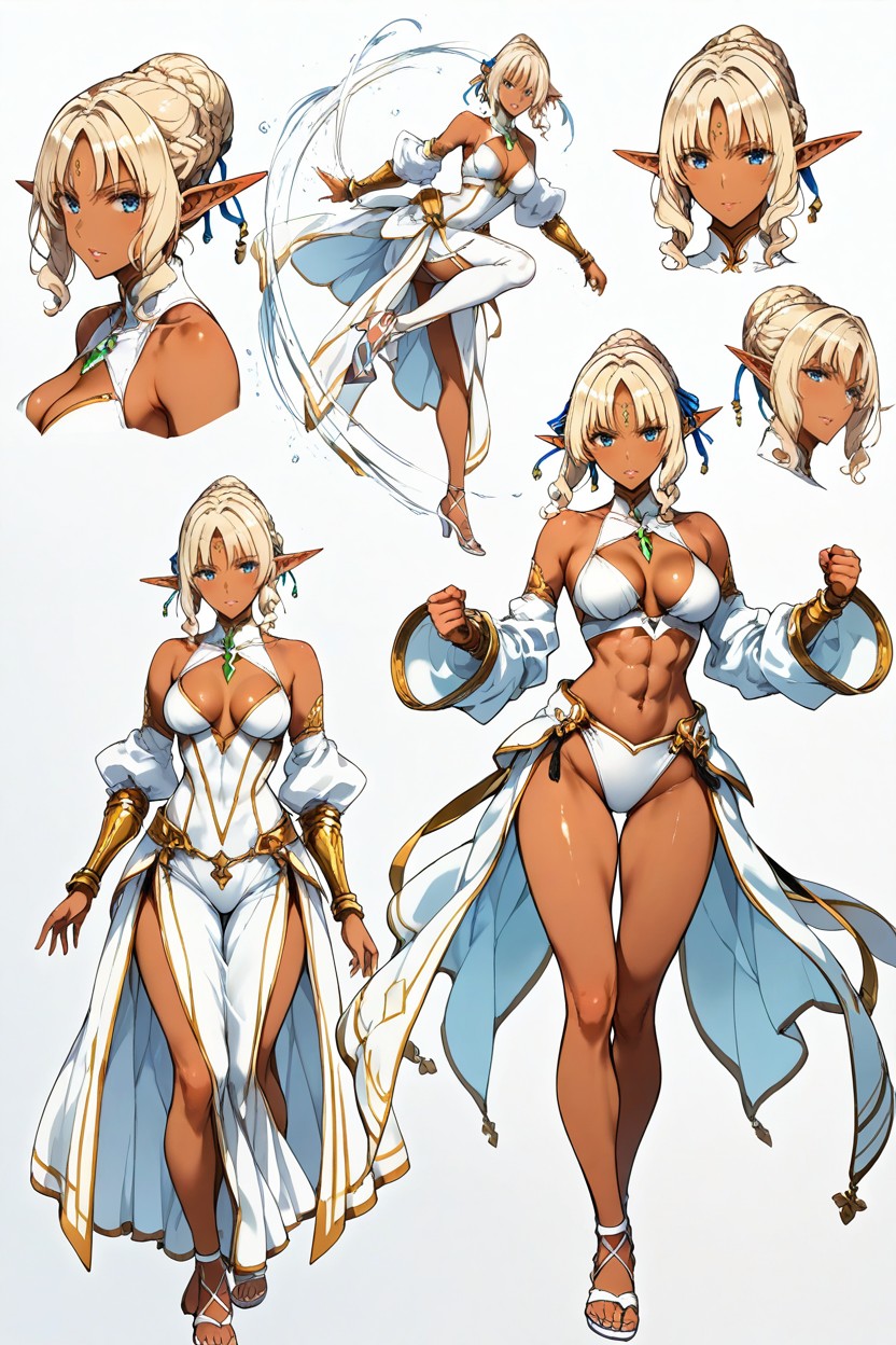 Wavy Blonde Hair, Dynamic Movement, V-shaped Body Hentai IA