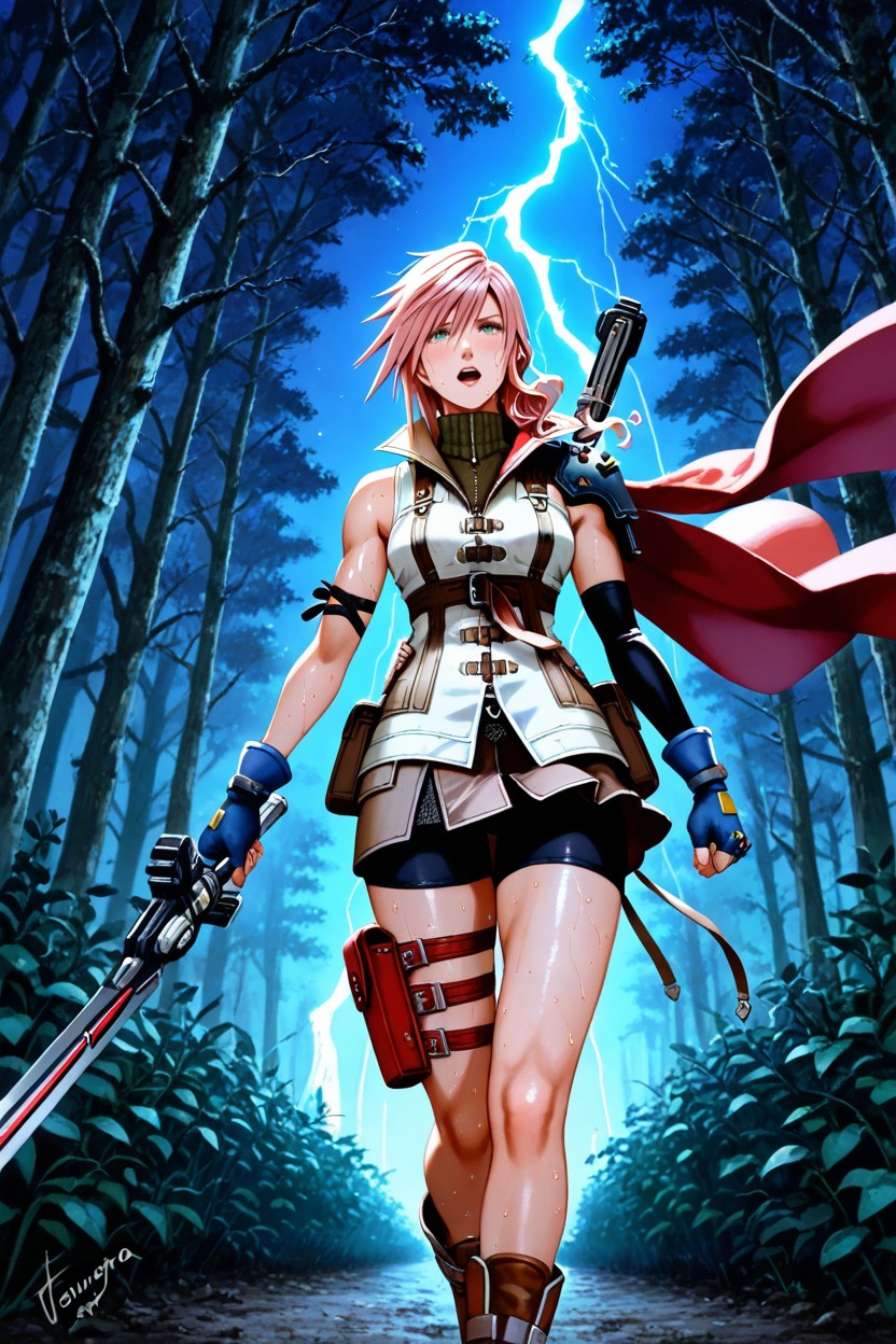 Soft Lighting, Foldable Saber On One Hand, Plano Mediot Hentai IA