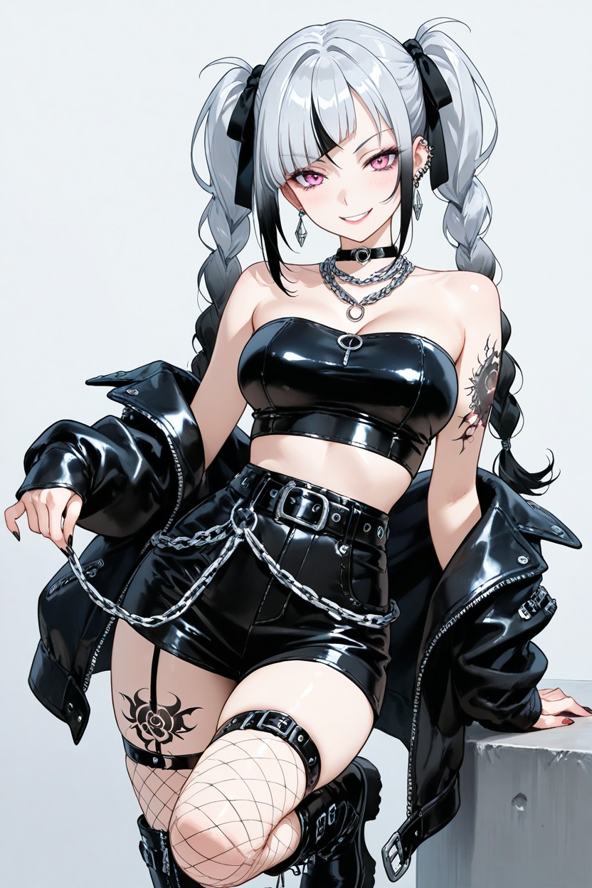 High Detail Illustration, Punk Style, Clean Background Hentai IA