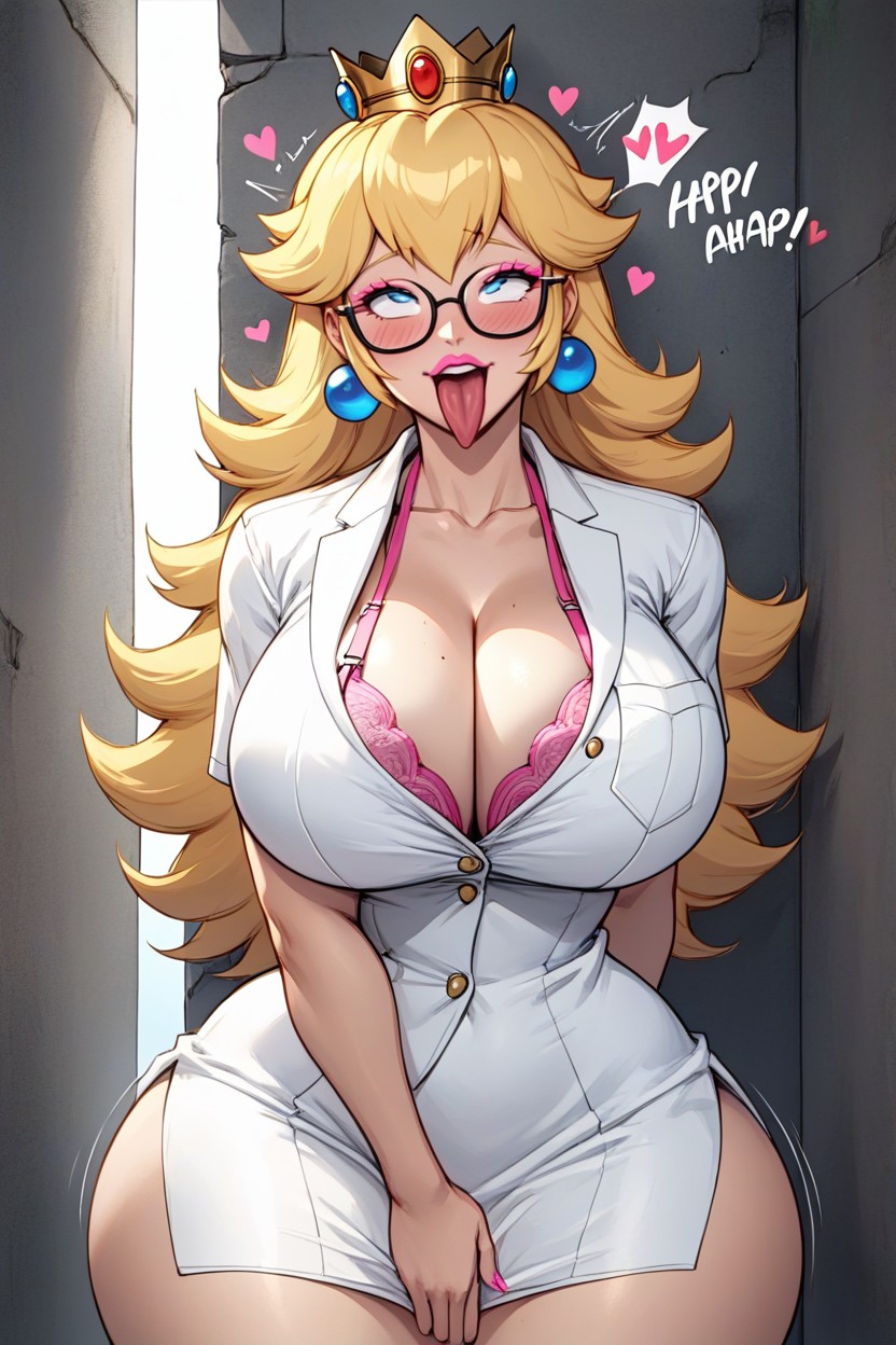 Large Rim Glasses Shirt Open, Massive Hips, Open Legs Hentai IA