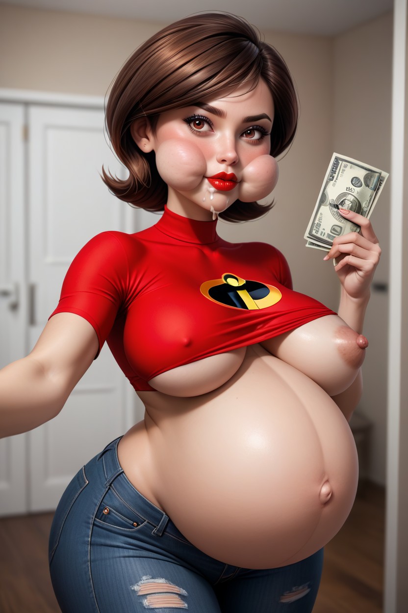 Fishnet_crop_top, Full Cheeks, Pouty Hentai AI Porn