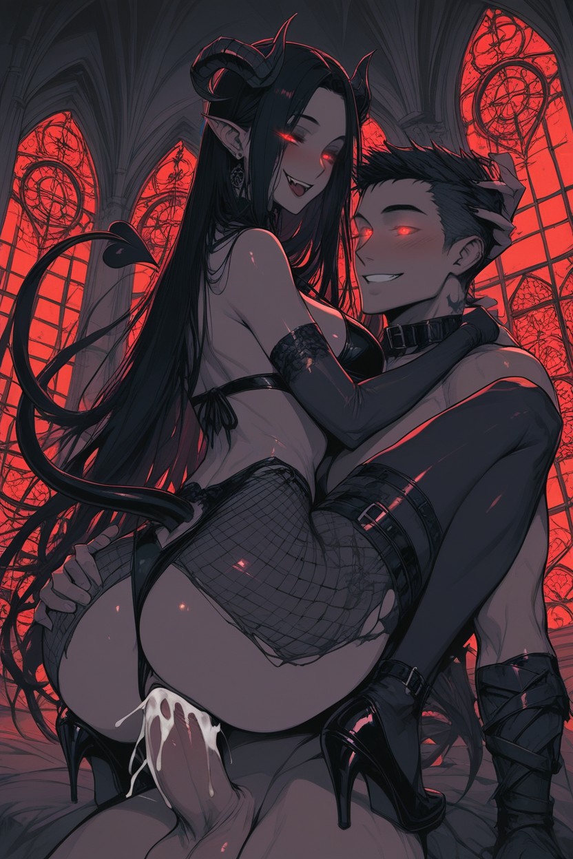 Smiling Mouth Open, Black Hair, Beautiful Face Hentai AI Porn