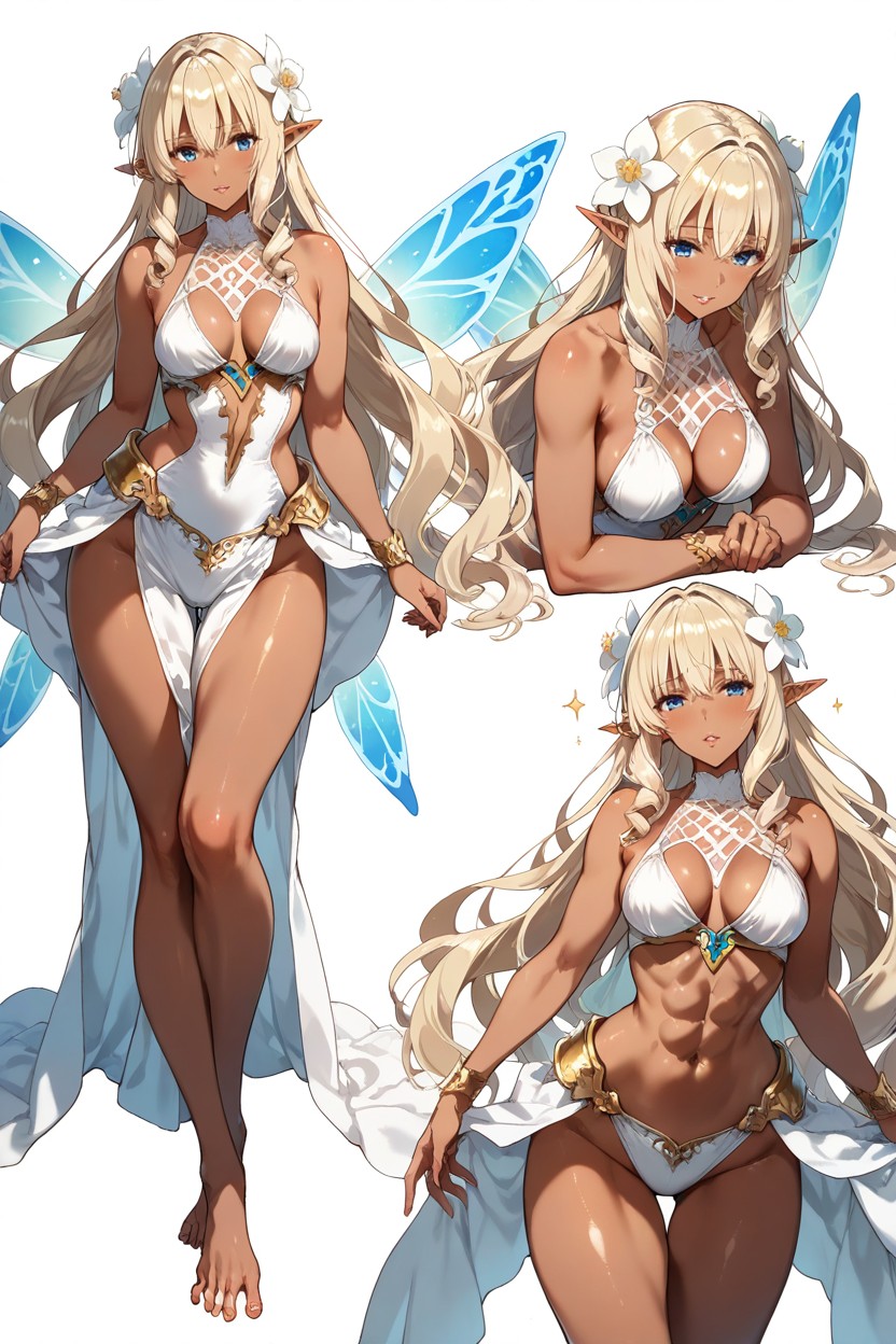 Full Lips, Same Character Proportions And Outfits, Dark Skin Elf Hentai AI Porn