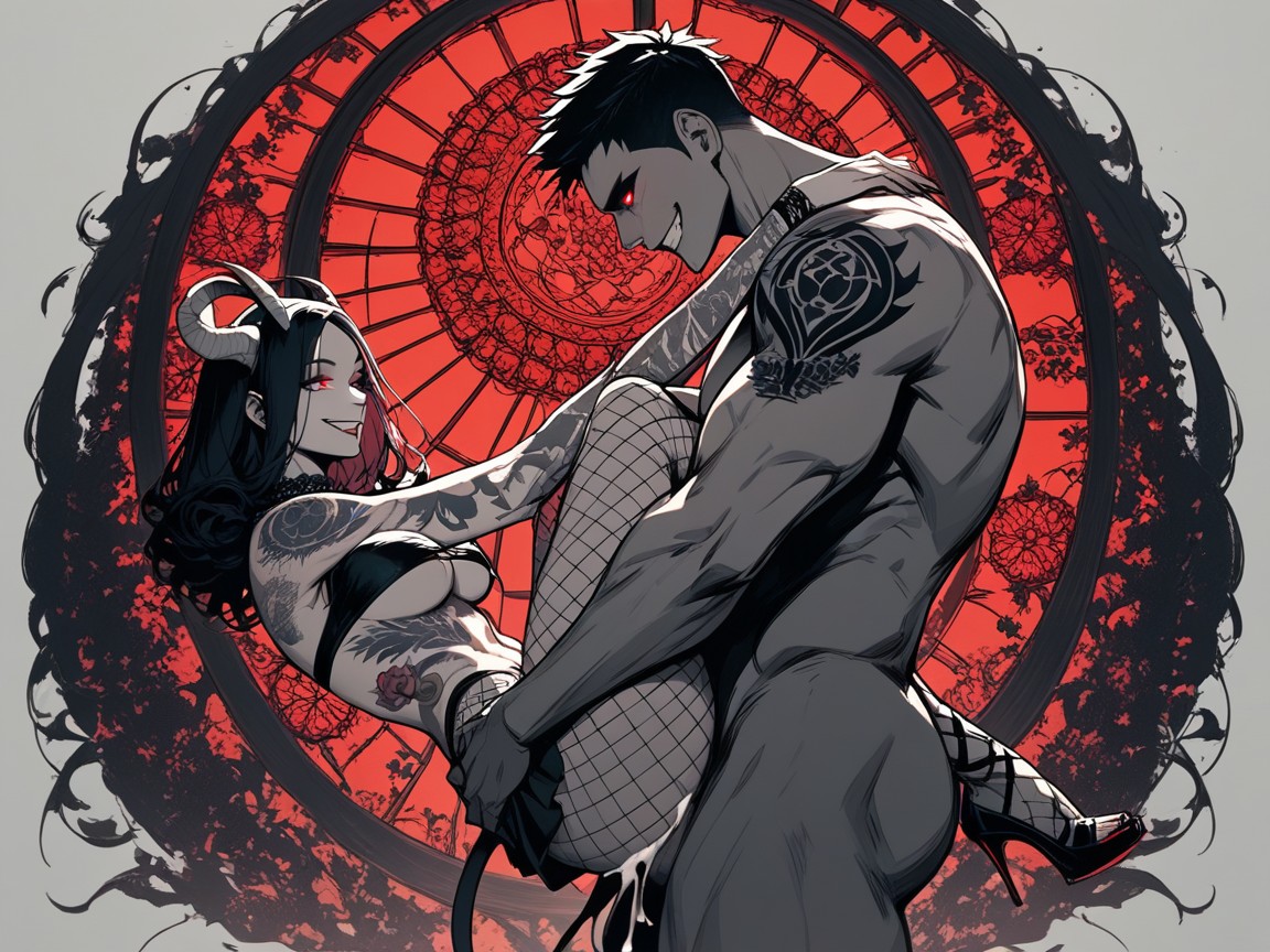 Creampie, Fishnet Bodysuit, Big Round Perky Boobs Hentai AI Porn