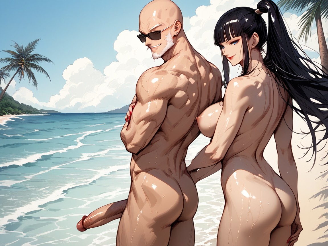High Resolution, Walking Out Of The Water, Detailed Thighs Hentai AI Porn