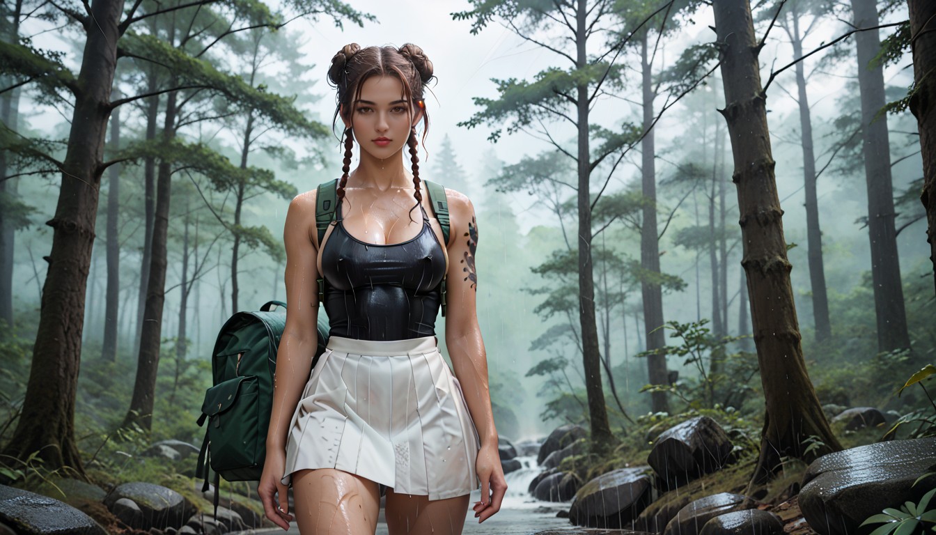 Rounded Ass, Wet Skin, Very Dense Forest Hentai AI Porn