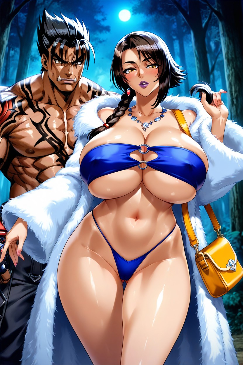 Tanned Skinned Woman With Bright Undertone, Kazama Jin Is An Orc, 2 People Hentai AI Porn