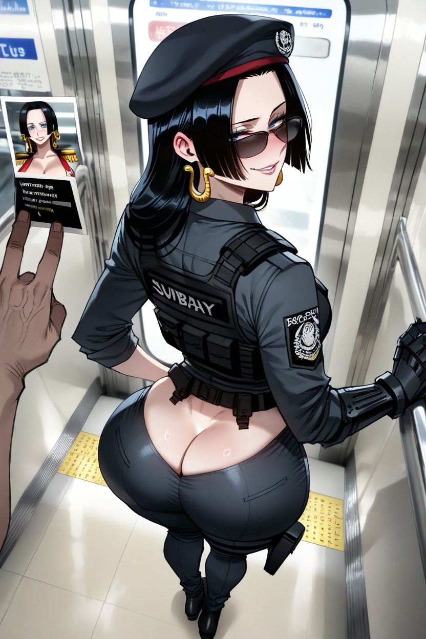 Dark Sunglasses, Voluptuous Body, Man Grabbing Woman Ass Hentai AI Porn
