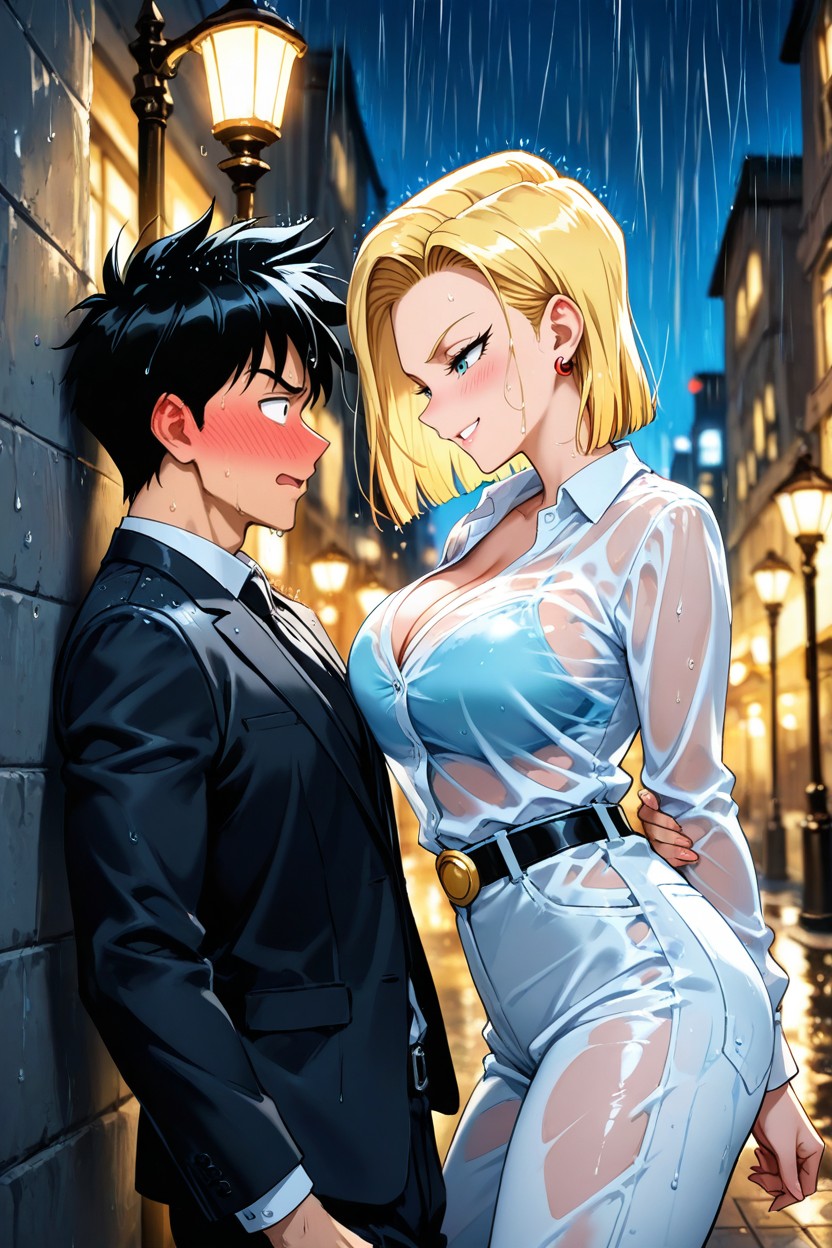 Earrings, White_shirt, Horny Hentai AI Porn