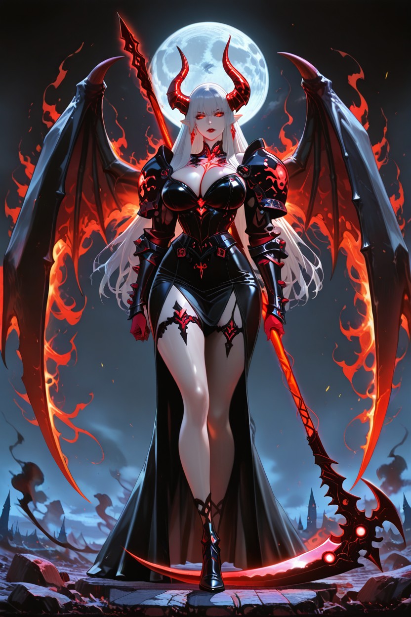 Glamour Imagine, Crimson Red Dark Fire Burning Everywhere, Melkor Mancin Artstyle Hentai AI Porn