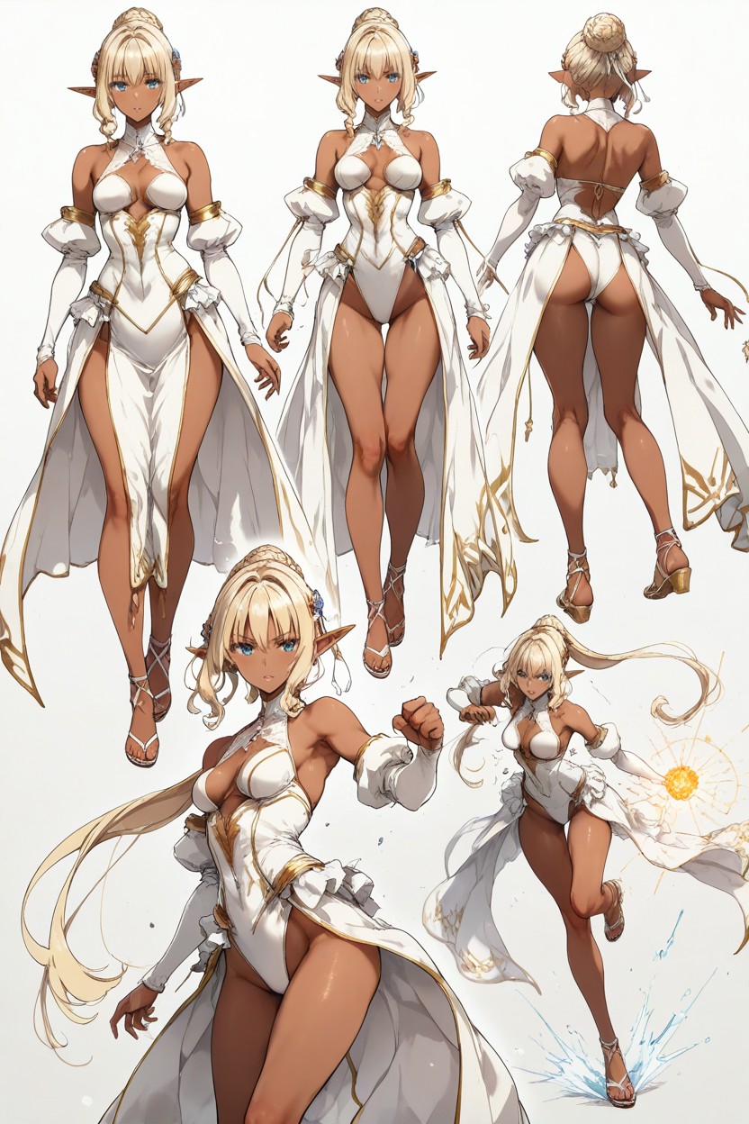 25+, Fighting Poses, White Background Hentai AI Porn