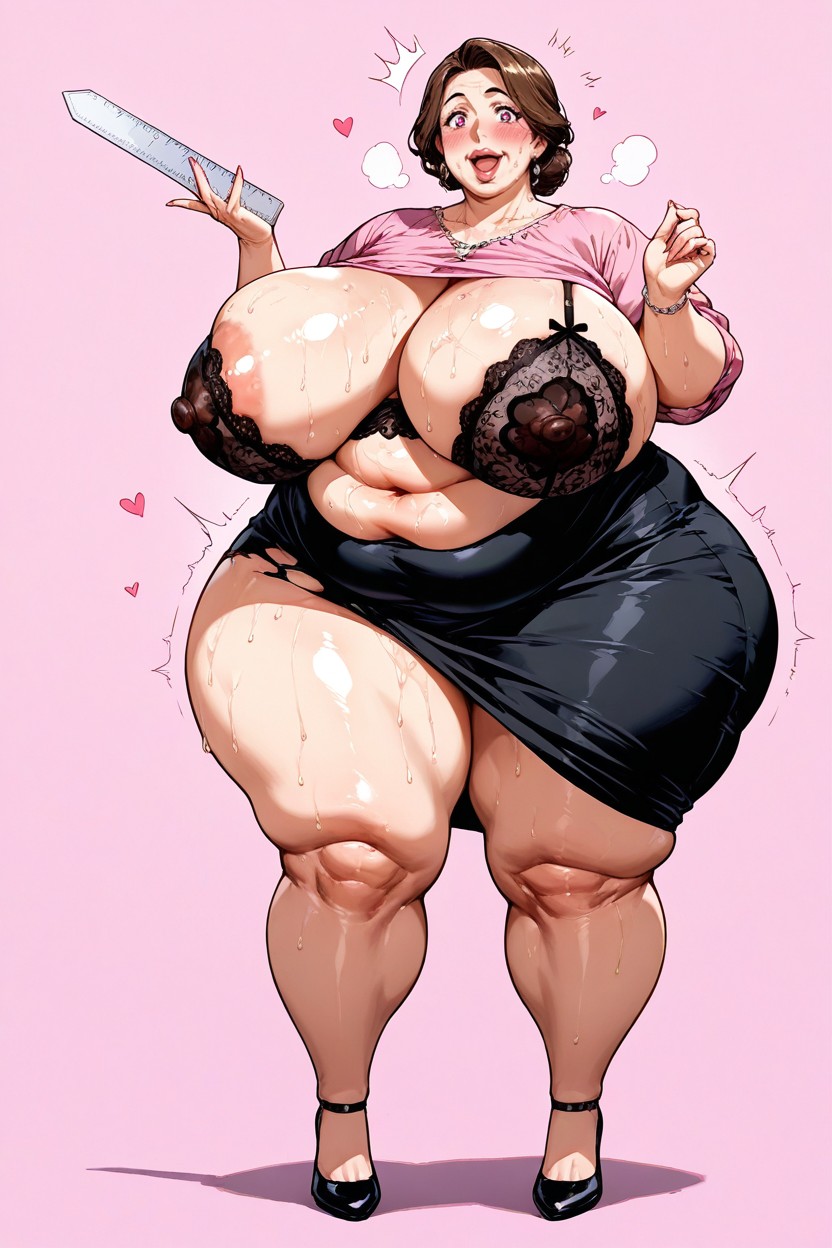 Old Lady Lonely White Massive Sexy Body, Clothed In Pink Blouse, Open Mouth Hentai AI Porn