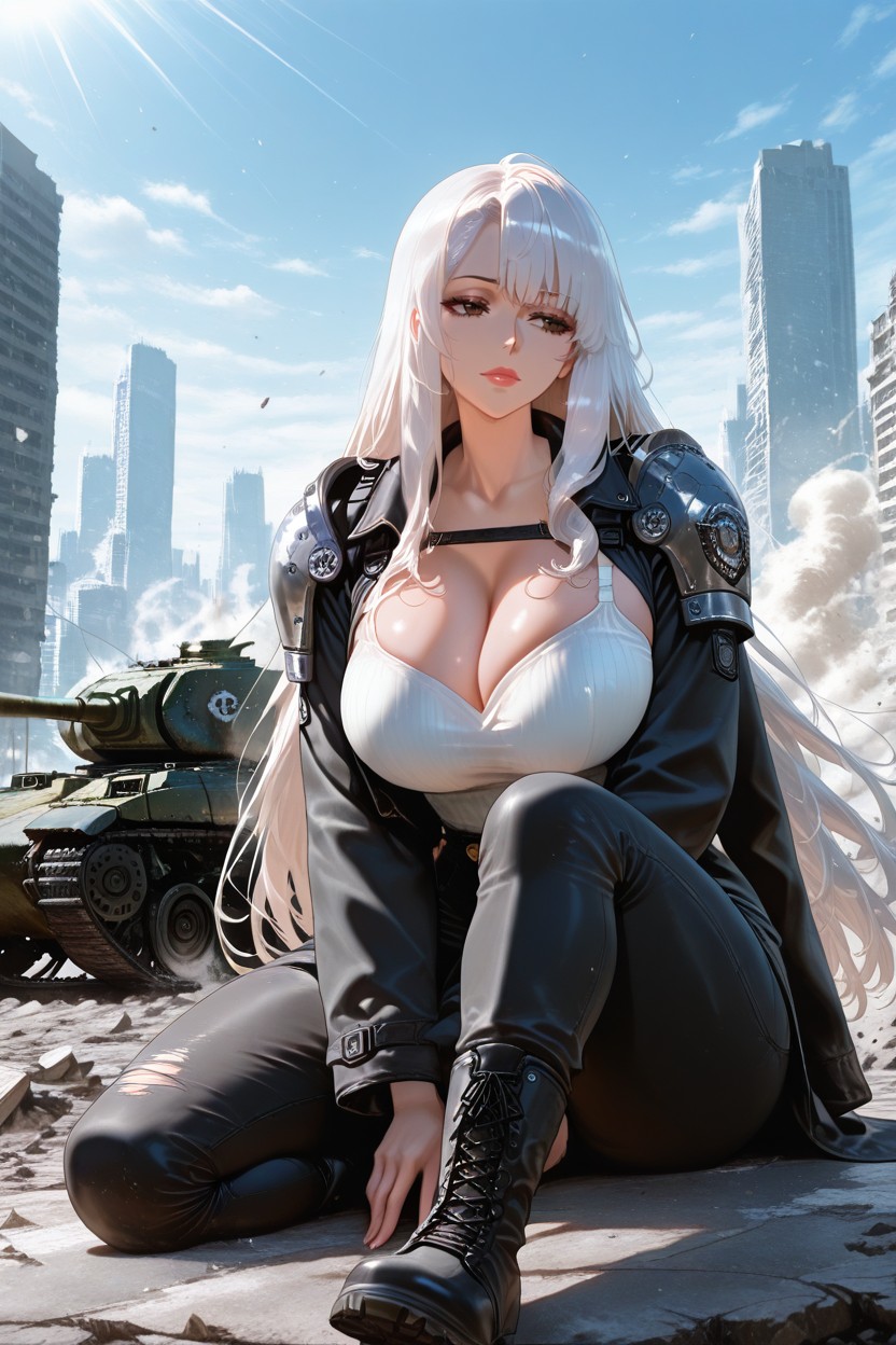 Stern But Composed Expression, Giant Saggy Breasts, Cold‑weather Boots Hentai AI Porn