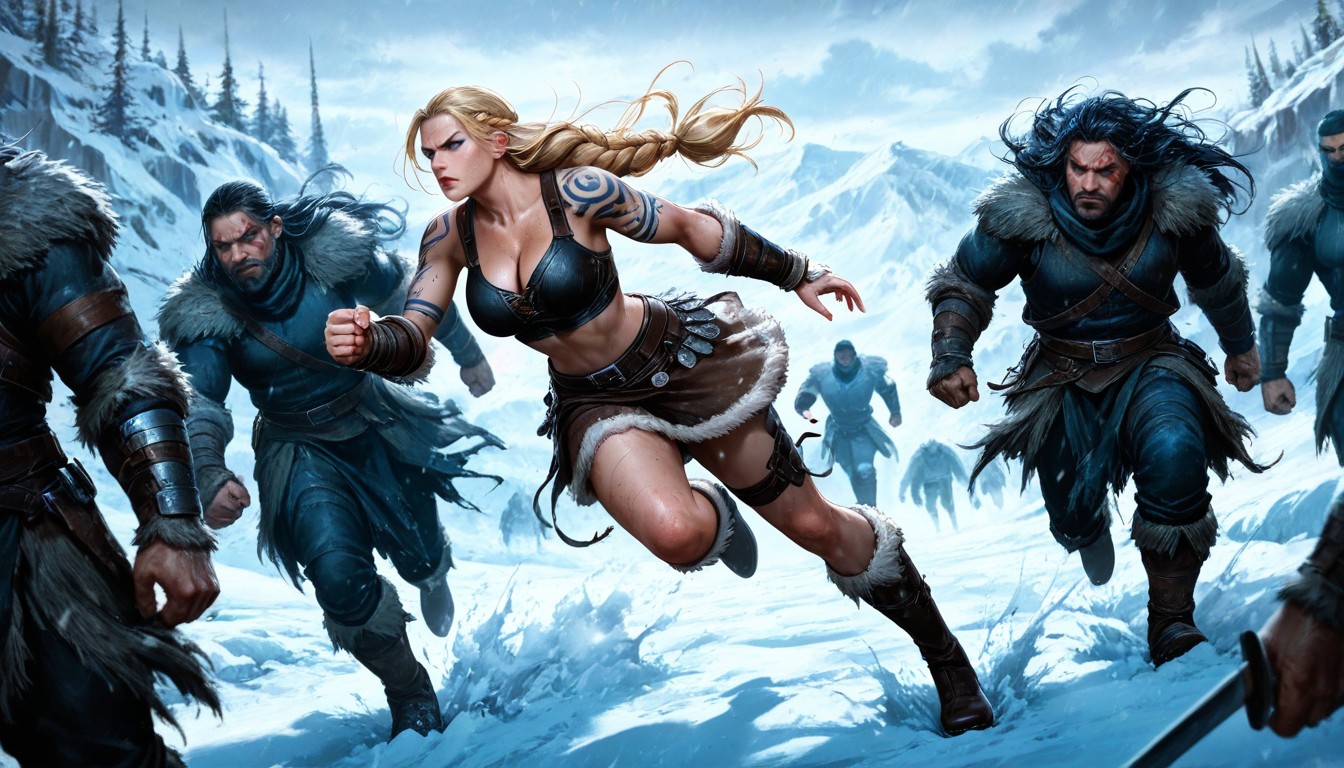 Followed By A Group Of Viking Fighters, Arm Bracers, Detailed Fabric Hentai AI Porn