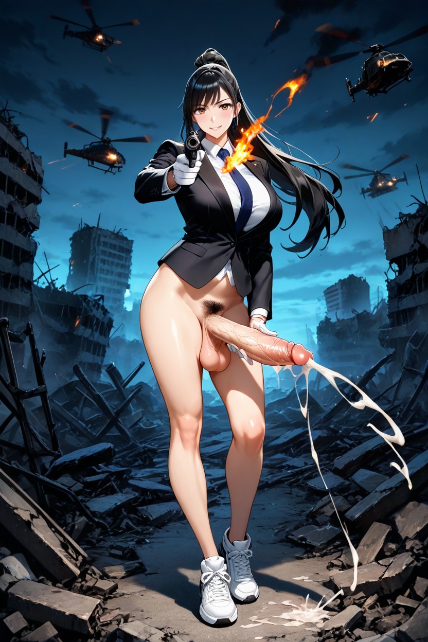 Pubic Hair, Solo, Battlefield Background Hentai AI Porn