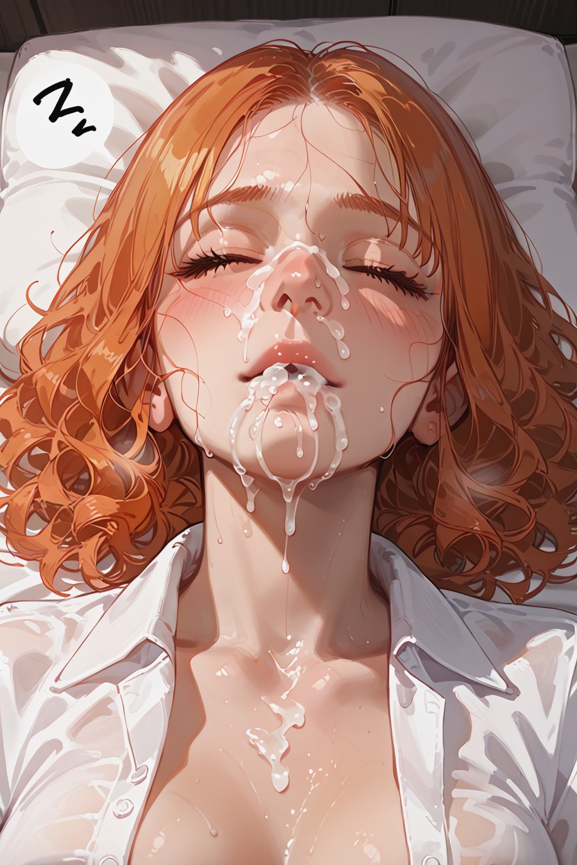 Bust Shot, Sweaty, Lying Hentai AI Porn