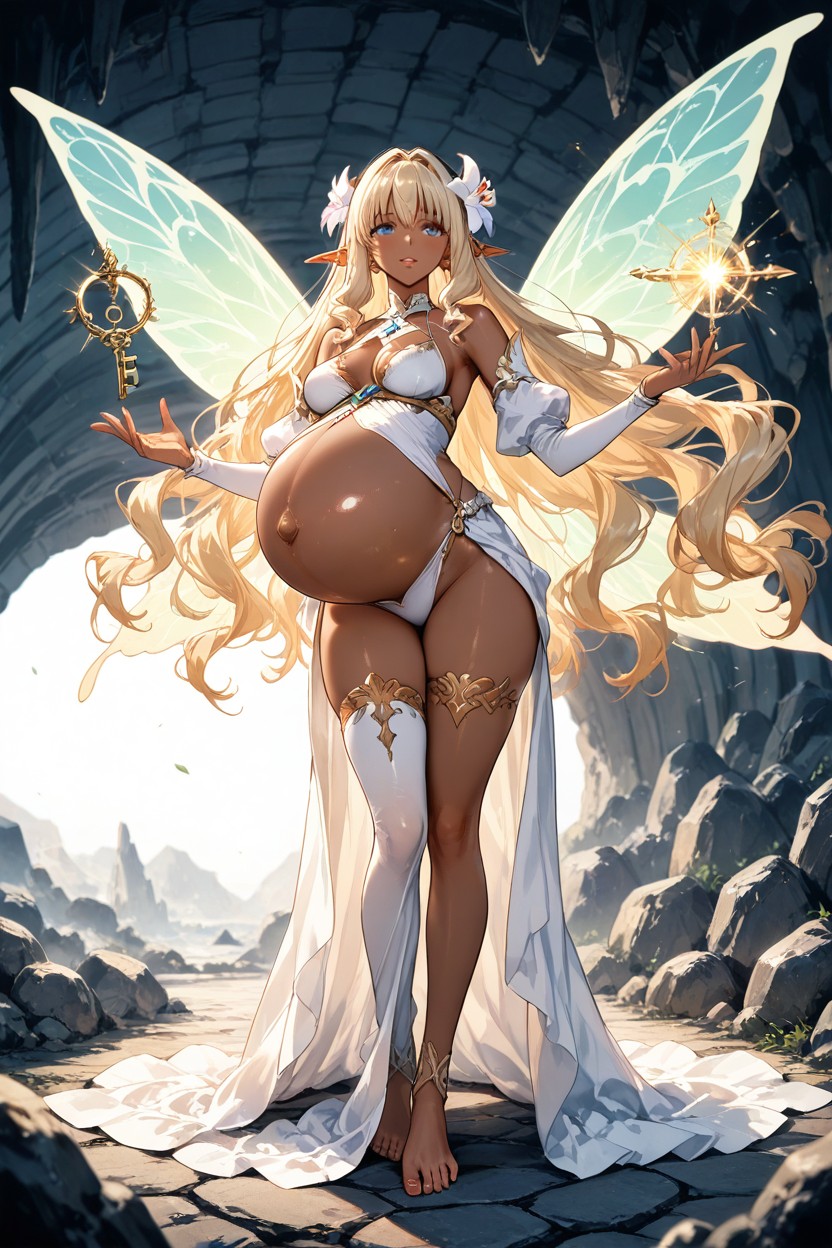 Motion Lines, Canonical White Fantasy Outfit, Spread Long Five Toes Hentai AI Porn