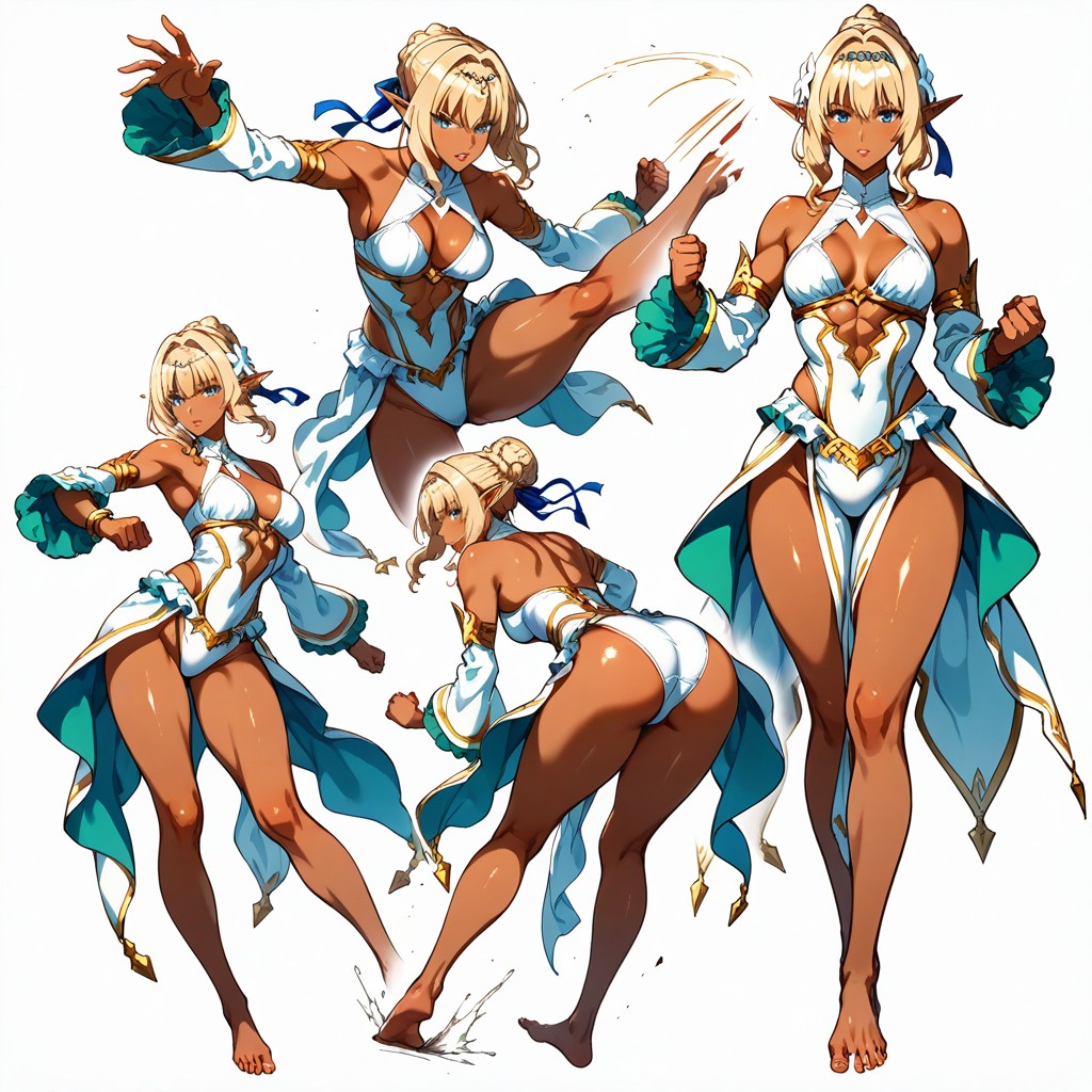 Dynamic Linework, Wavy Blonde Hair, Each Pose Is Unique Hentai AI Porn
