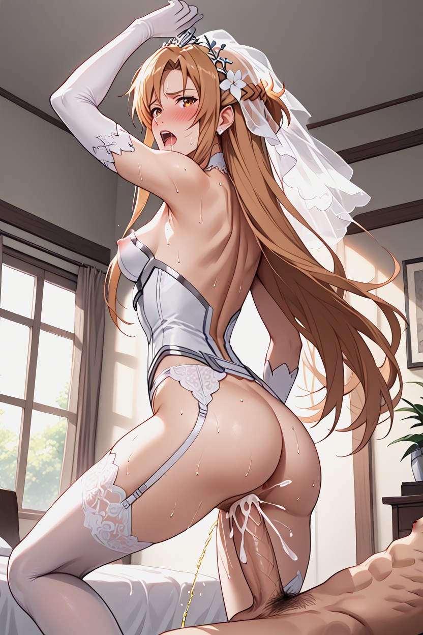 Spread Breast, Rear View, Bridal Veil Hentai AI Porn