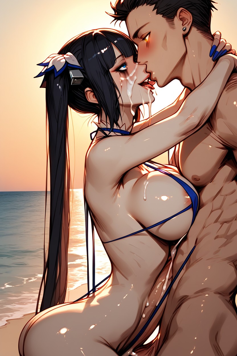 Beautiful Woman, Impossibly Long Hyper Penis, Cross Earrings Hentai AI Porn