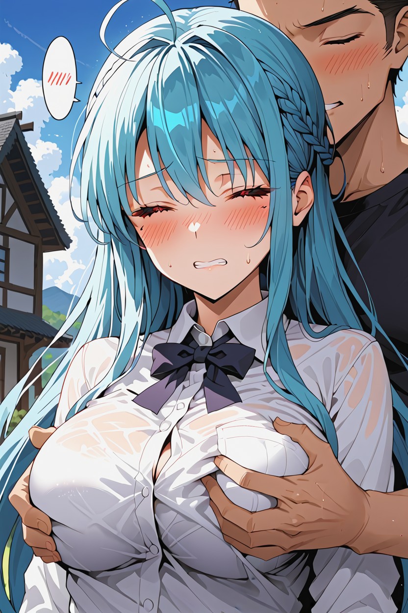 Grabbing Another's Chest, Grabbing From Behind, Clenched Teeth Porno IA Hentai