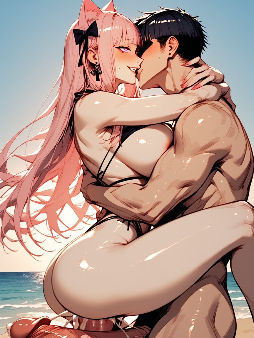 Large Bow In Hair, Ass Jiggle, Figure Du Sablier Porno IA Hentai