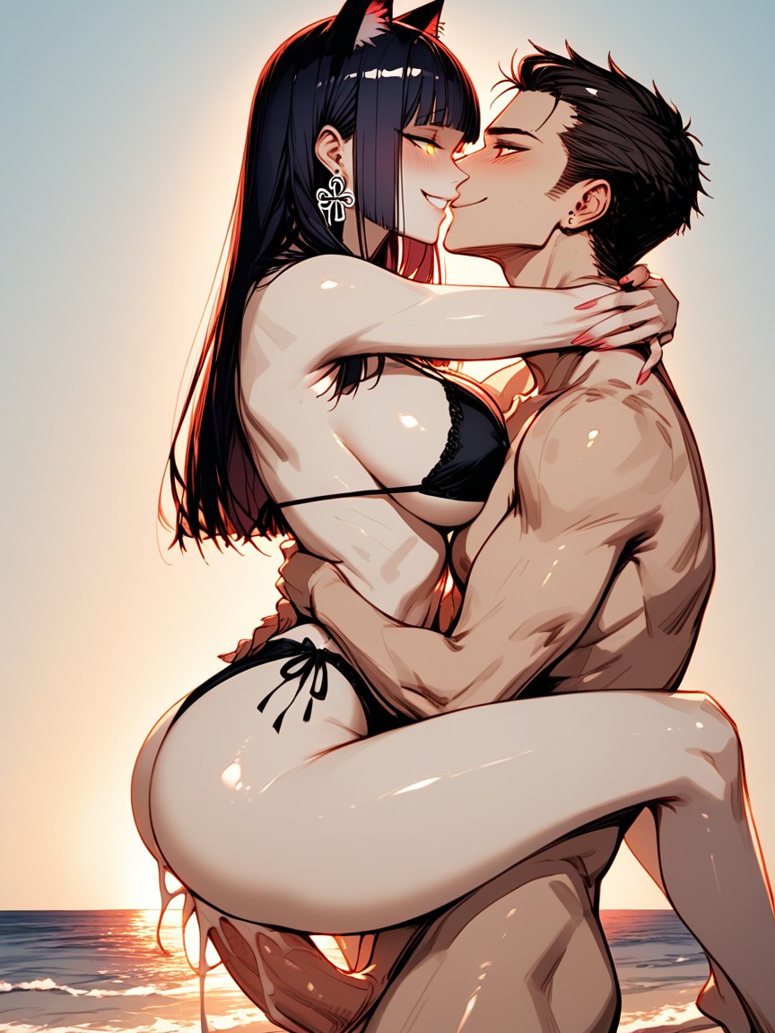 Coucher De Soleil, Espiègle, Orgasme Porno IA Hentai