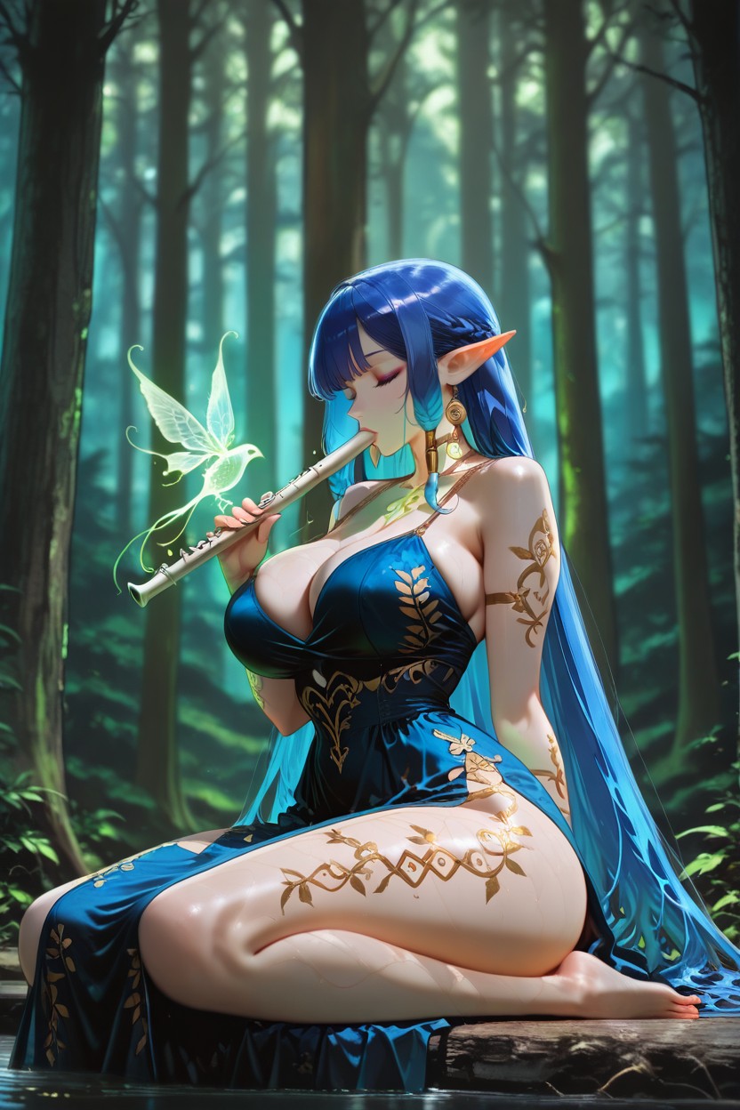 Cleavage, Leaf Patterns Subtly Shifting As If Alive, Женская Хентай AI порно