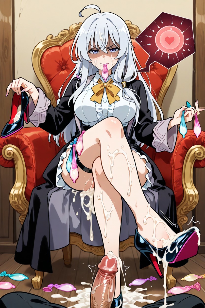 Foot Inside Semen Soaked High Heels, Swallowing Semen, Wearing Costume AI黃漫