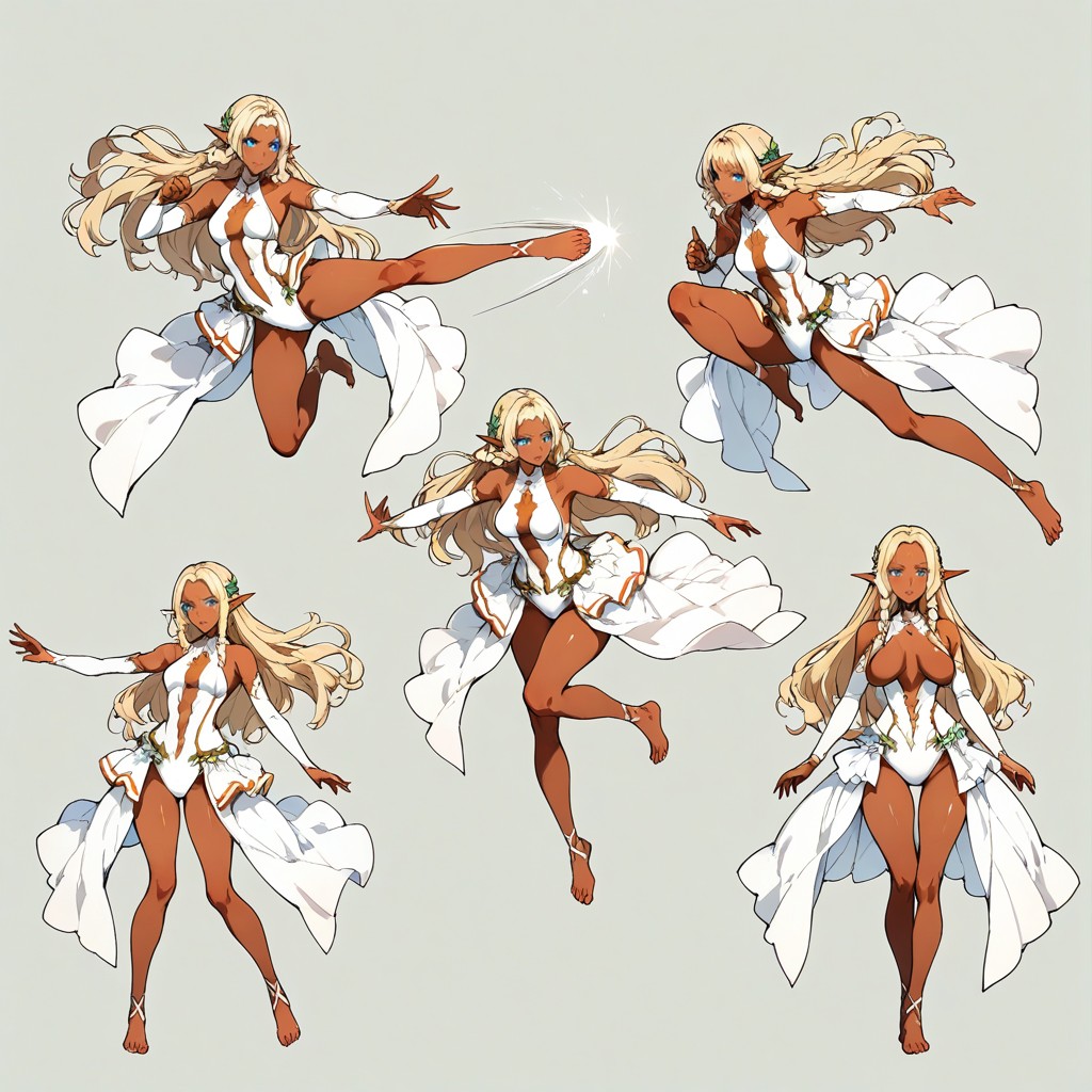 Hyper Long Elegant Legs, V-shaped Body, Wavy Blonde Hair Porno IA Hentai