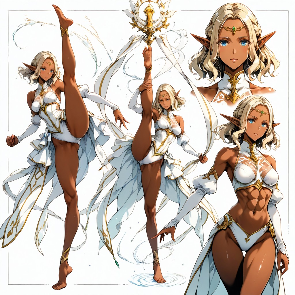 Dark Skin Elf, Head Follow Motion, Asymetric Poses Hentai IA pornografia