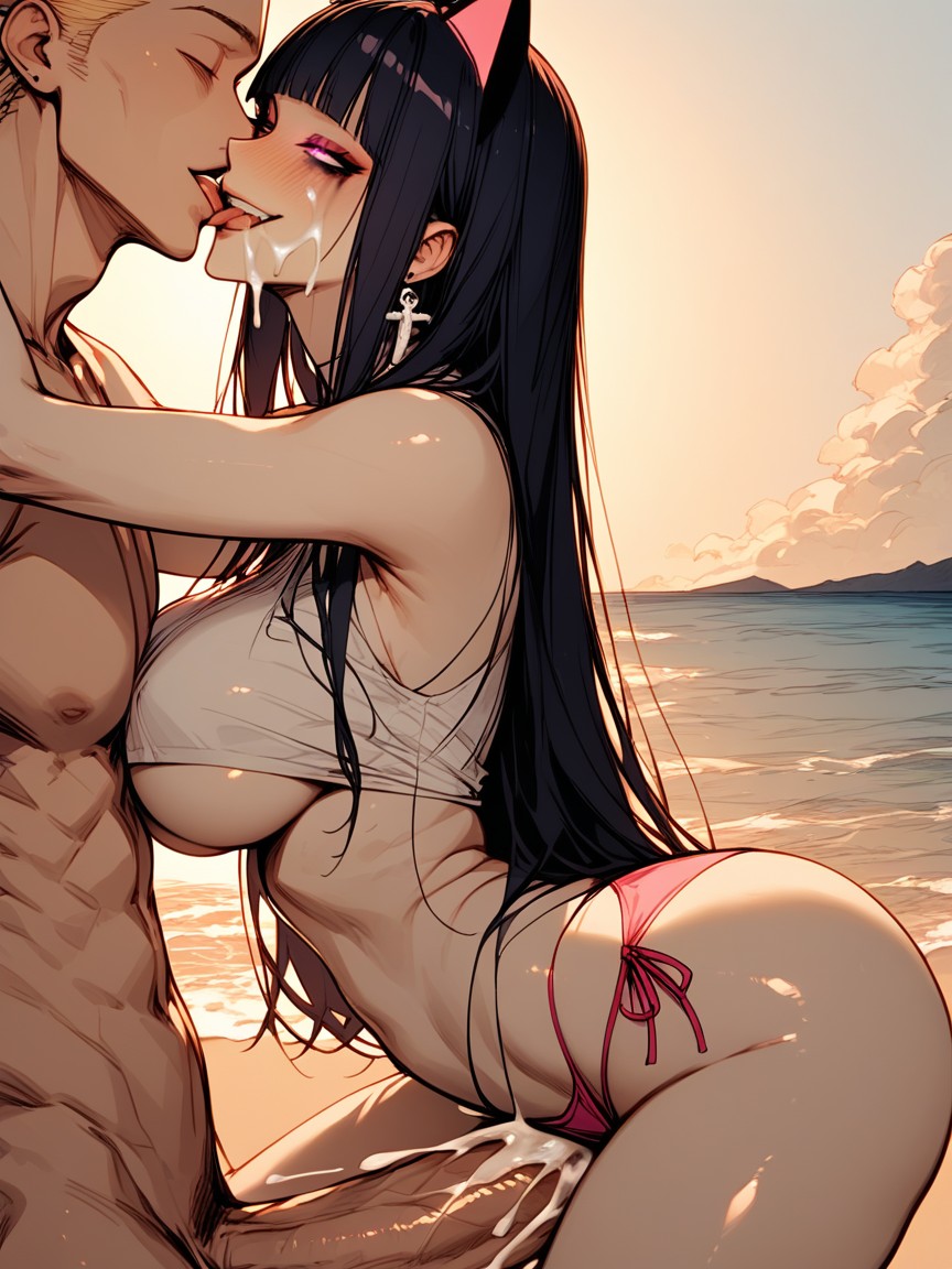 Hourglass Body, Position Ventrale, Bangs Porno IA Hentai