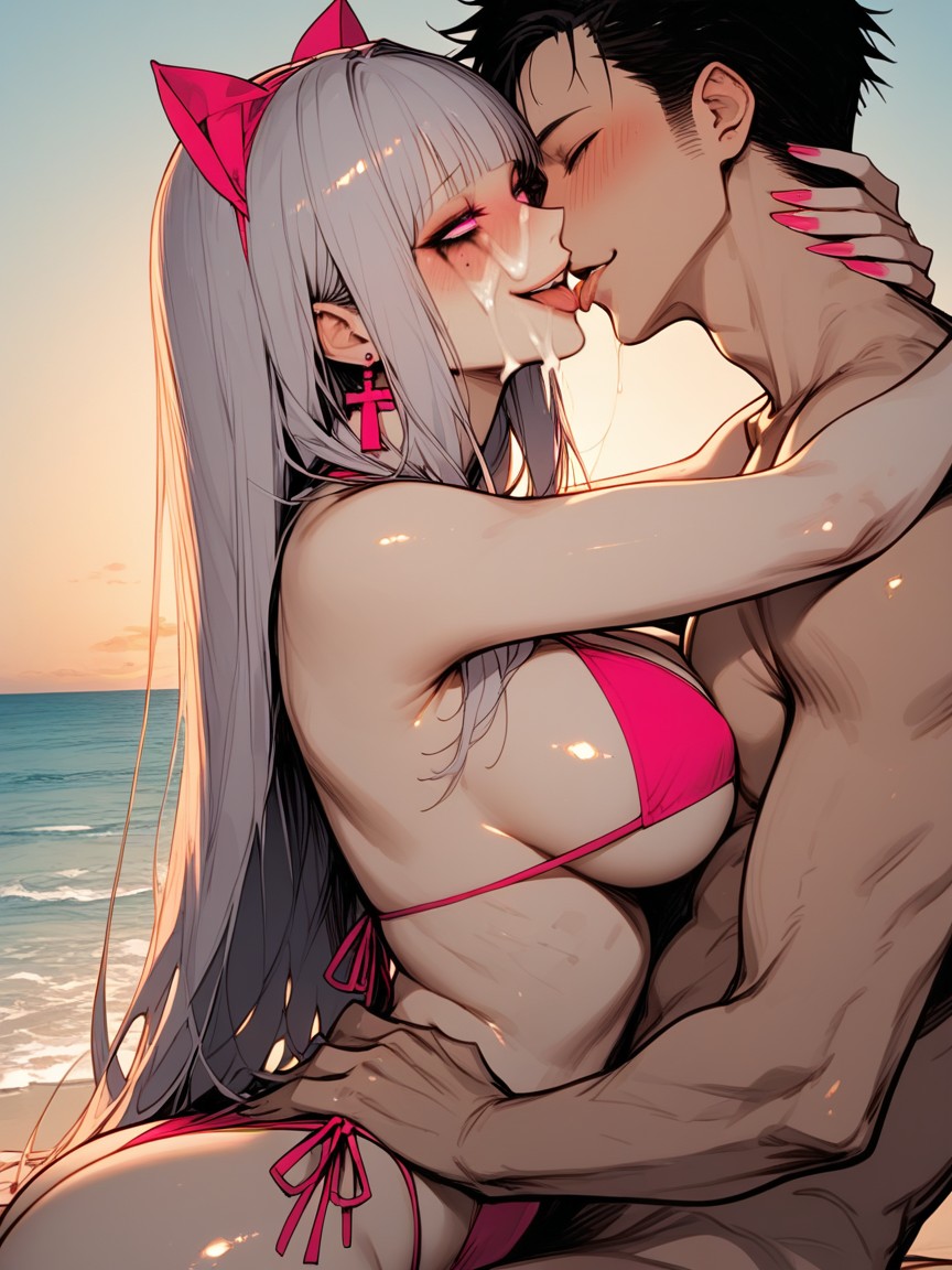 Snatched Waist, Kissing, Éjaculation Porno IA Hentai