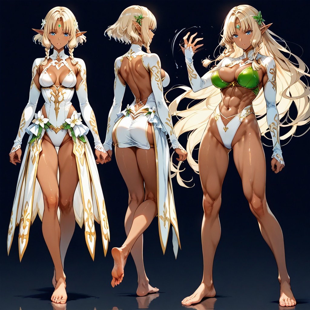 Dark Skin Elf, Head Follow Motion, Blue Eyes Porno IA Hentai