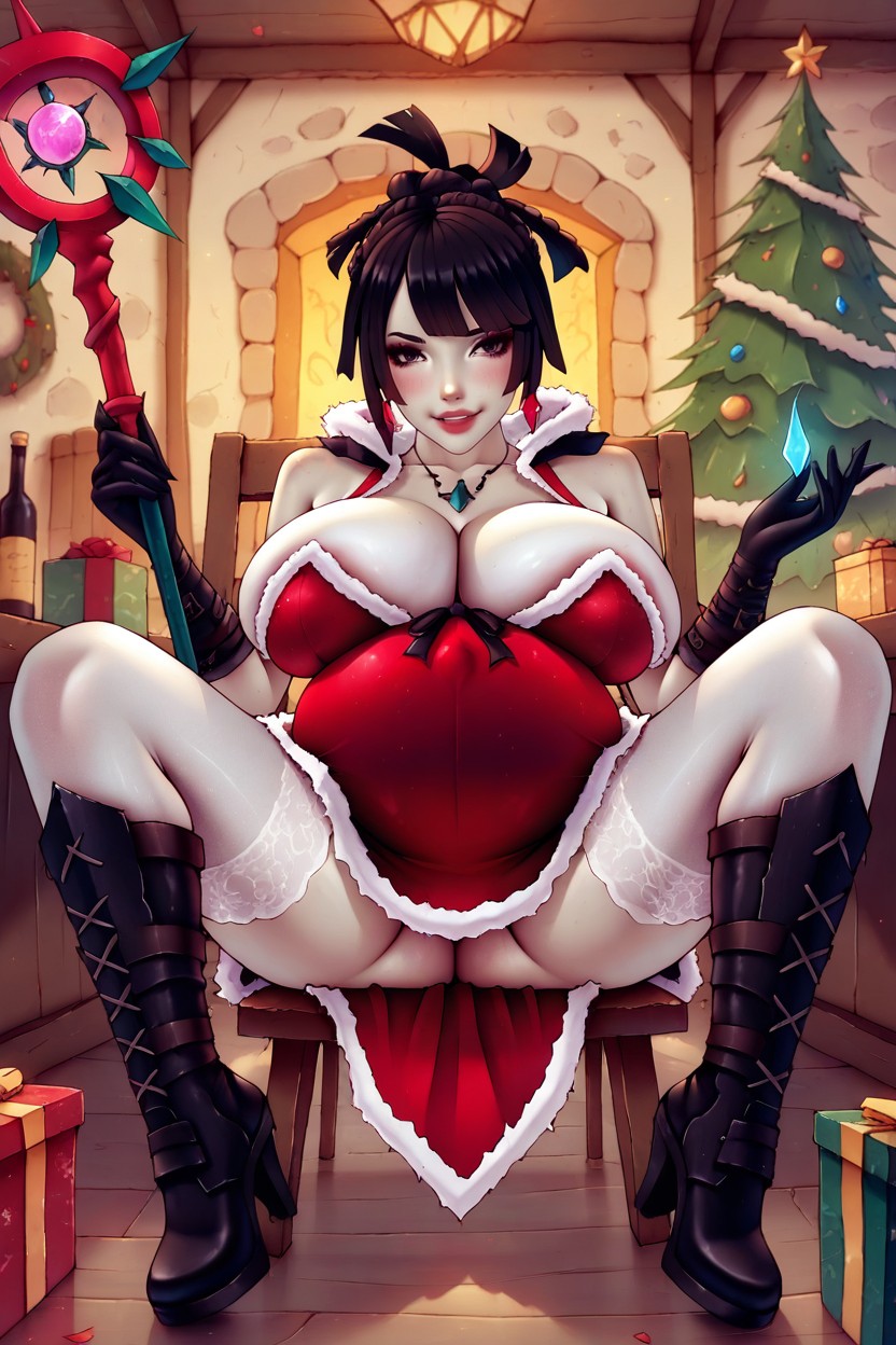Armored Santa Dress, Happy, Earrings AI黄漫