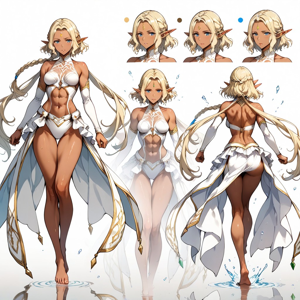 Agressive Poses, Flee, Dark Skin Elf Porno IA Hentai