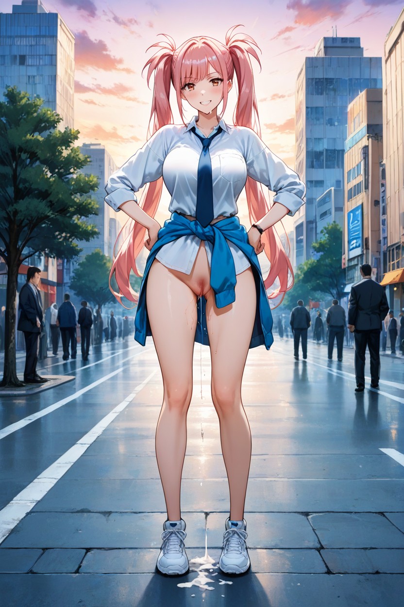 Surrounded By Tree, Pink Hair, Twintails AI黃漫